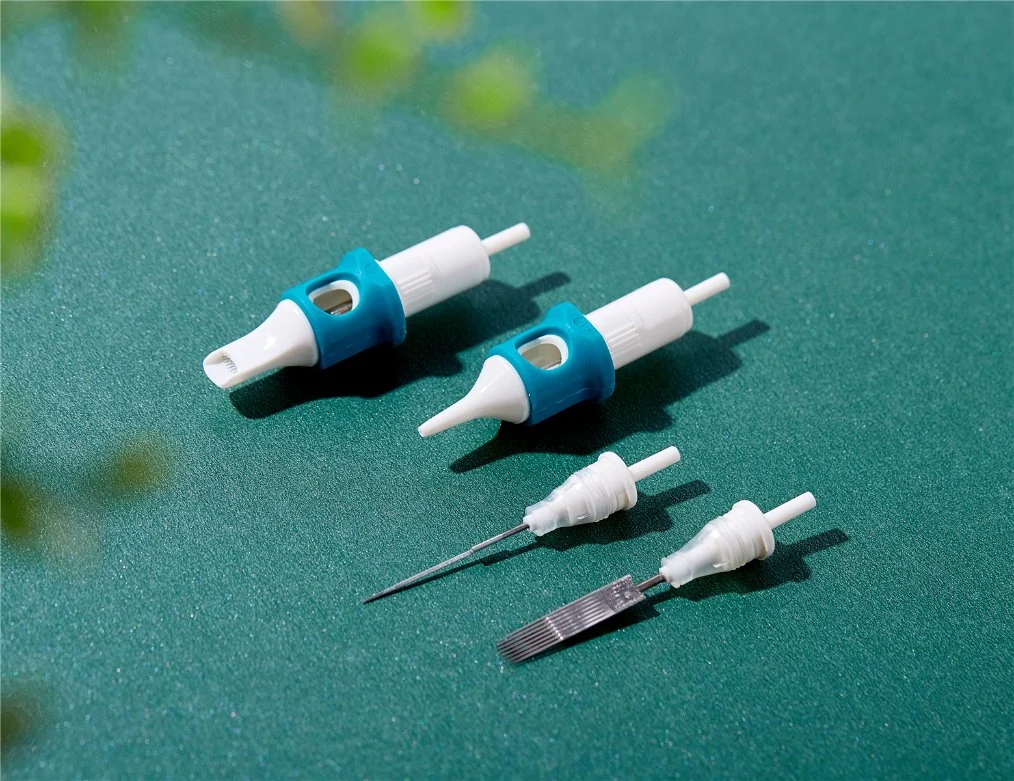 White and Blue Wireless Medical-Grade Plastic Cartridge Tattoo Needle with RoHS Certification