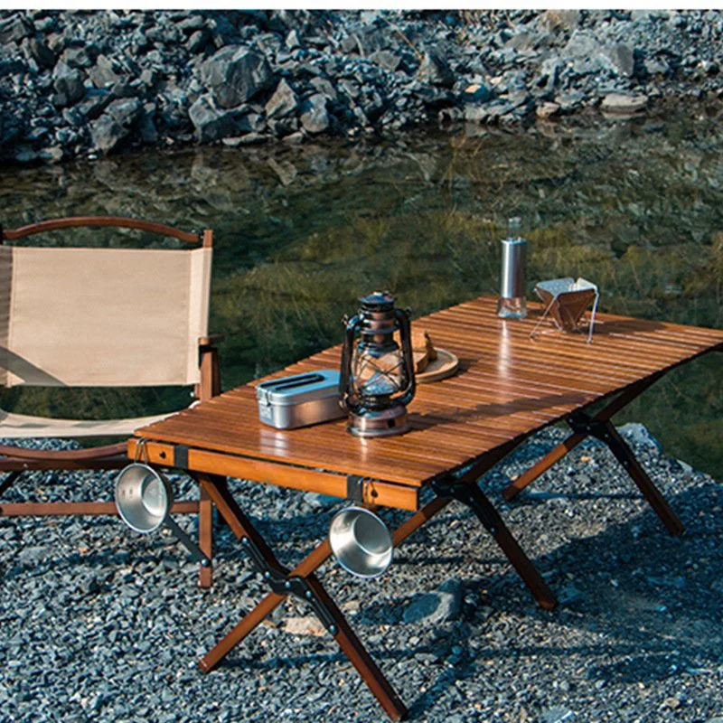 Black Walnut Beech Egg Roll Table Folding Easy to Store Picnic Camping