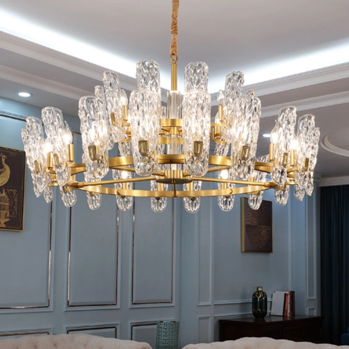Luxury Pendant Lamp Half Clear Glass Chandelier Fit for Hotel, Lobby