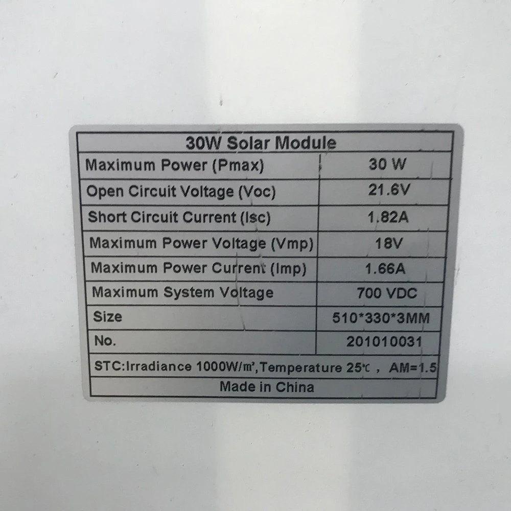 Solarparts 18V 30W Panneau solaire souple pour l'extérieur