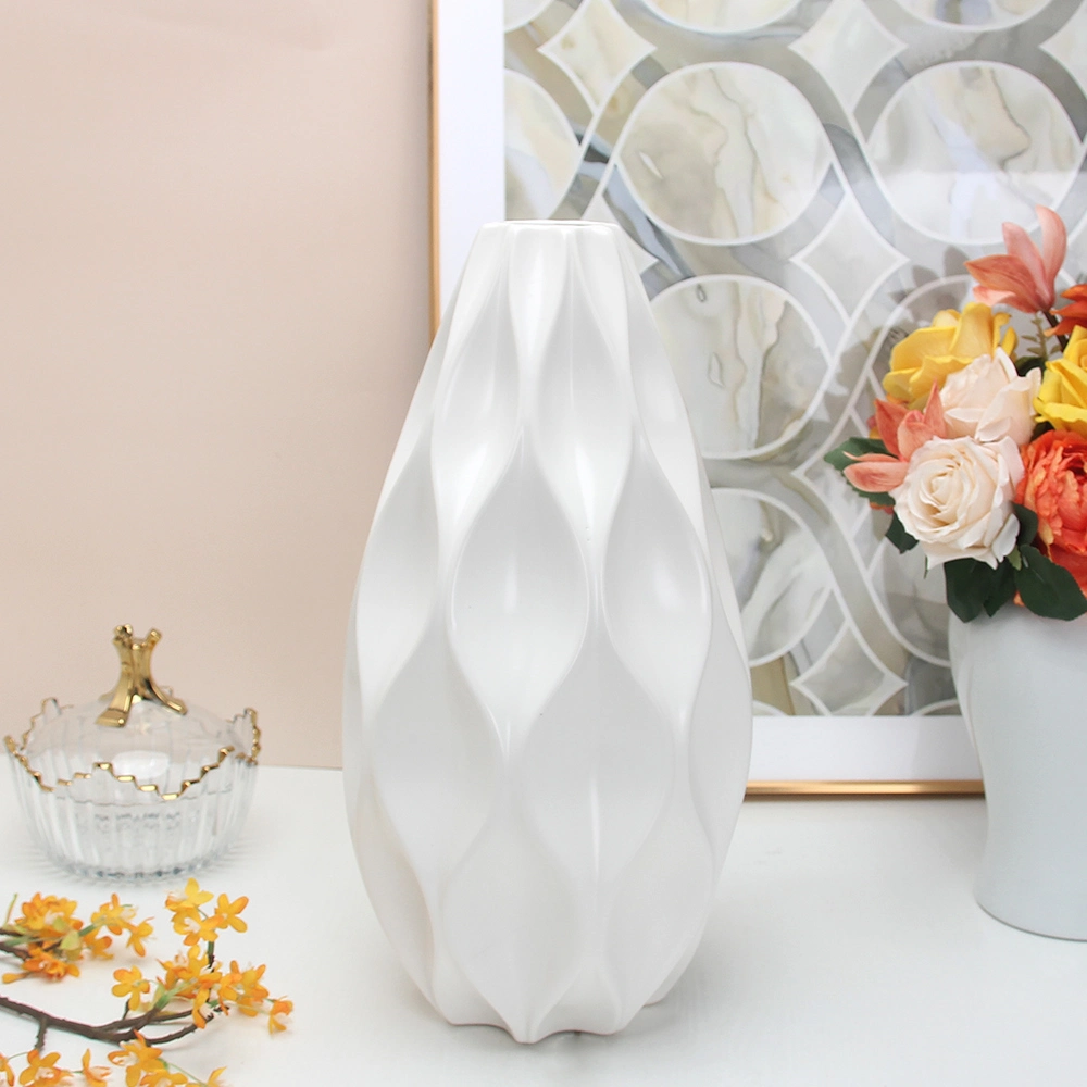 V081 Nordic White Ceramic Aesthetic Flower Vase Sets Wedding Decor Accessories Porcelain Large Table Vase for Hotel