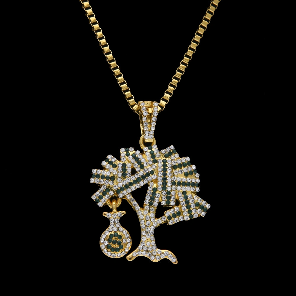 Hip Hop Fashion Jewelry New Cash Tree USD Money Bag Money Money Tree Pendant Necklace