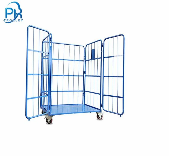 Pulverbeschichteter Transportwagen Mit Umschlagrolle Und Container Cage Trolley