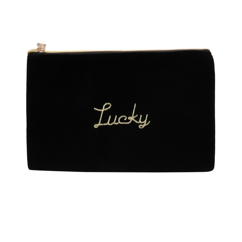 Cosmetic Bag Black with Embroidery Logo
