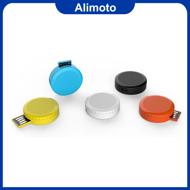 Round pen drive USB retráctil personalizado con una gran área de impresión