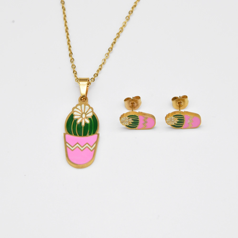 2023 Original Design Cute Ice Cream Series Necklace and Earrings Jewelry Set