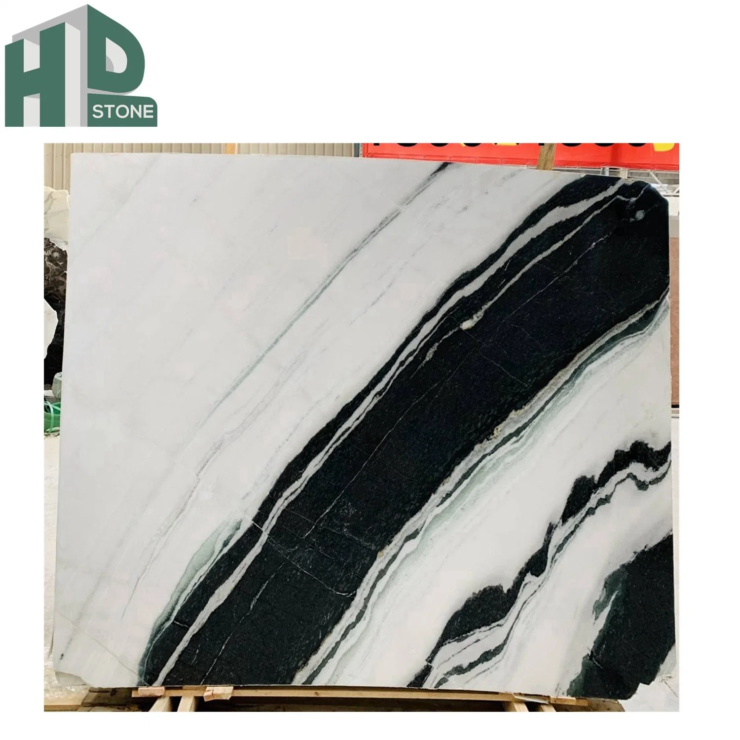 Popular Polished Chinese Panda White Marble Slab Black and White Bookmatch