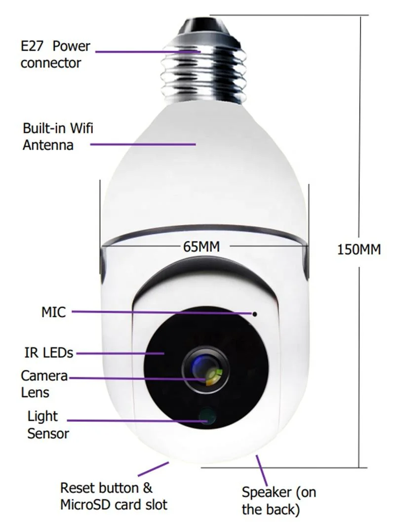 Home Security Mini Cloud IP Speed Dome Camera E27 Bulb Cámara CCTV WiFi Vigilancia de seguridad inalámbrica Cámara PTZ