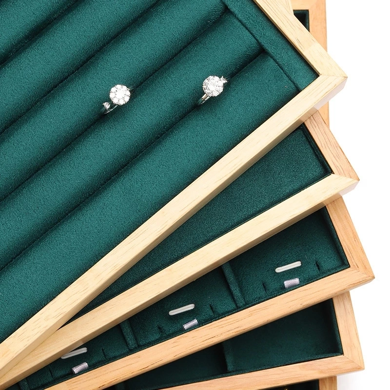 Wholesale/Supplier New Green Velvet Necklace Rings Box Bracelet Pendant Jewelry Earring Storage Jewellery Display Tray