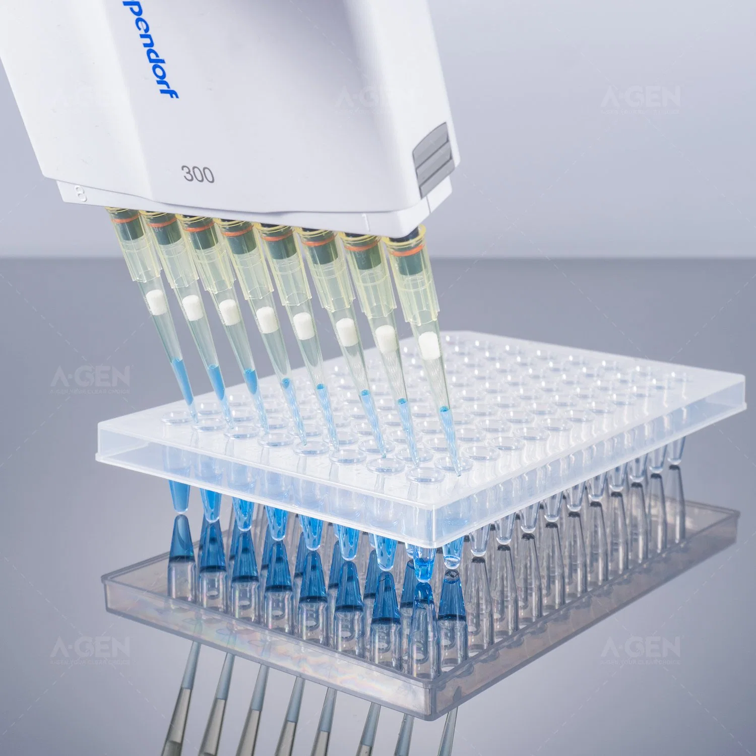 Puntas de pipeta, ensayo de laboratorio 50uL, punta de filtro de material de PP amarillo, envasadas en rack, suministros de laboratorio estériles para PCR sin puntas de pipeta