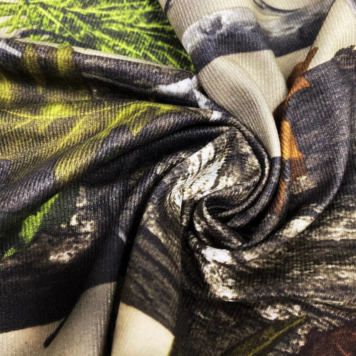 100% Poliéster Mercerized tejido de terciopelo tejido impreso con una densa tela de terciopelo de ropa de camuflaje