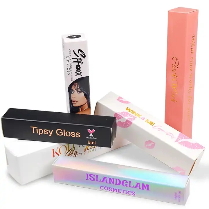 Benutzerdefinierte Gedruckte Karton Lipstick Tube Gloss Verpackung Papier Retail Box