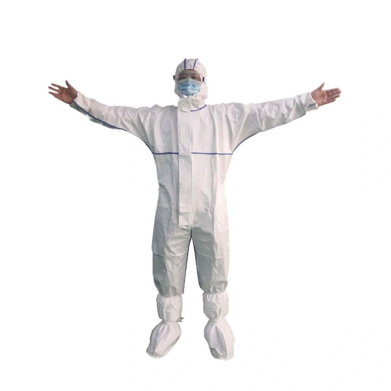 Hazmat Suit En14126 Type5b/6b Work Suits for Safety PP PE Medical Disposable Protective Clothing