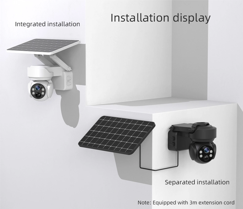 Low Power Full Color 360 PTZ Outdoor 4G/WiFi Wireless Security Camera System Solar Powered