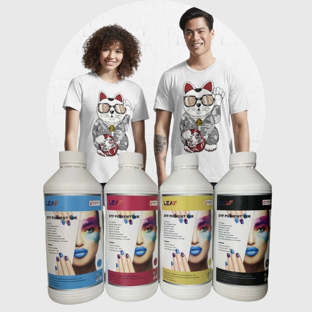 Leaf 1000ml CMYK-Tinte Weiß DTF-Druckfarbe für T-Shirt-Druck