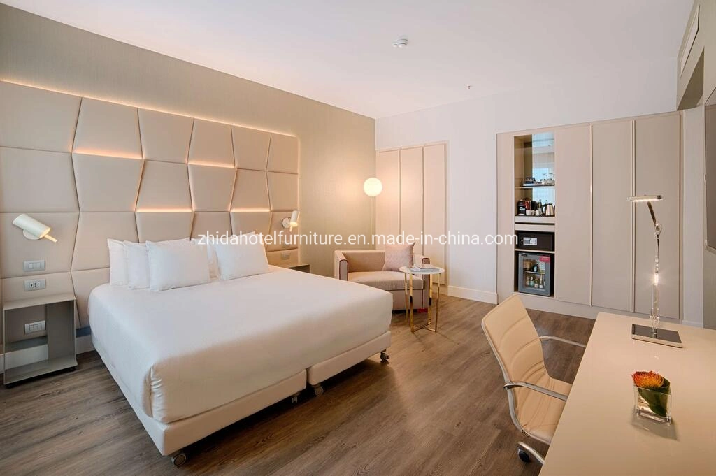 Фанера мягкой отель - апартаменты с одной спальней и двойная кровать кинг Сайз комнату мебель ткань LED изголовье кровати на стену