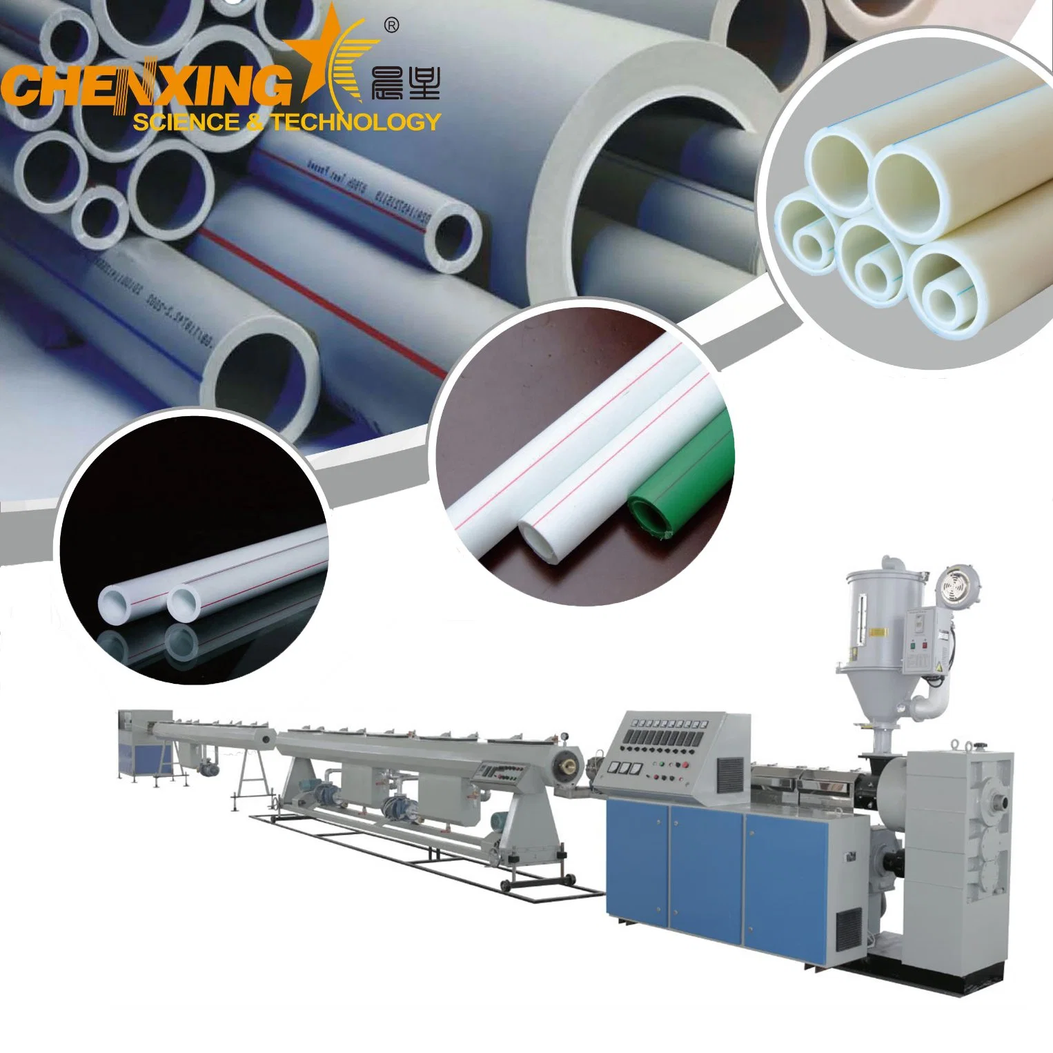 PE HDPE LDPE PPR Plastic Water Gas Oil Supply Pipe Tube Extrusion Production Line Single Screw Extruder Pipe Making Machine/ PPR Water Flow Pipe Making Machine