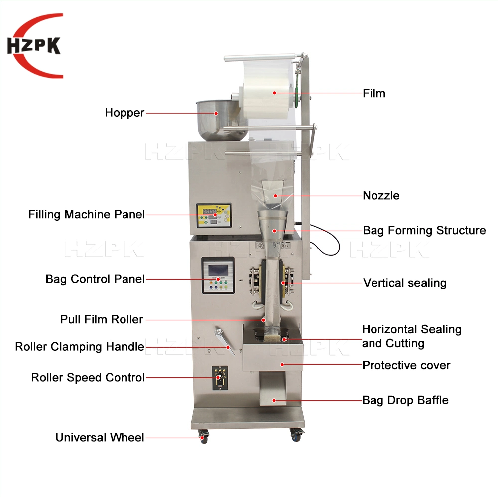 Hzpk Dry Chilli Pouch Bag Weigh Filler Counting Packaging Machine