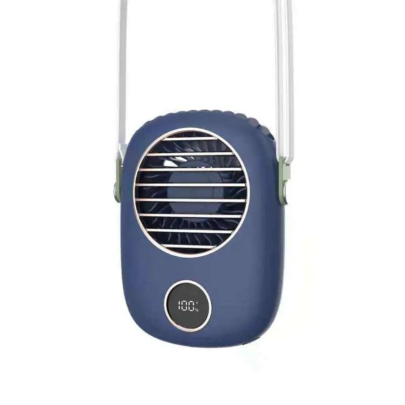 Hanging Neck/Hanging Waist/Desktop Three-in-One Portable Fan Digital Display Mini USB Charging Air Cooler