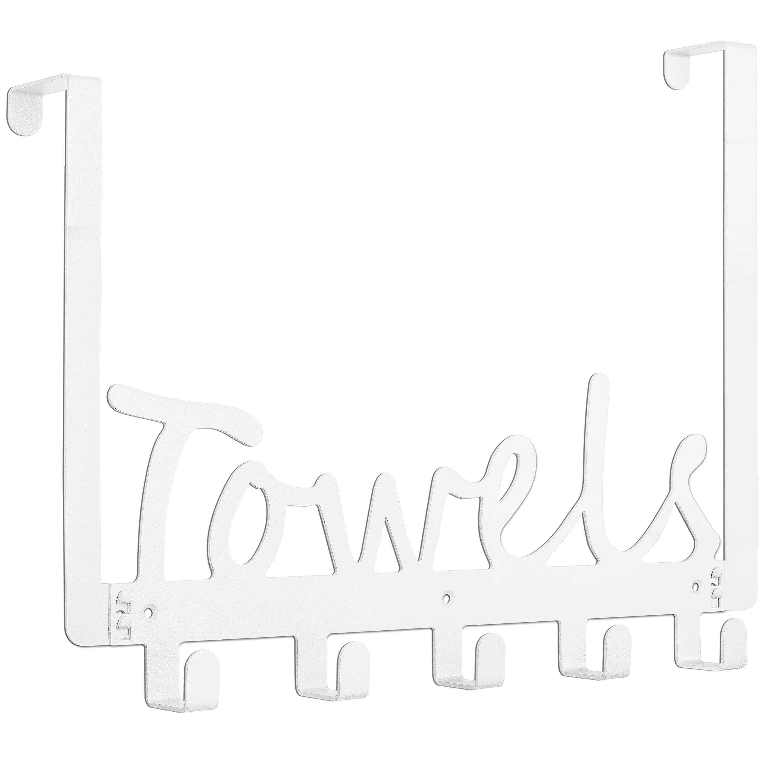 Towel Holder Bath Over Door Clothes Hangers 5 Hooks Organizer Rack Heavy-Duty