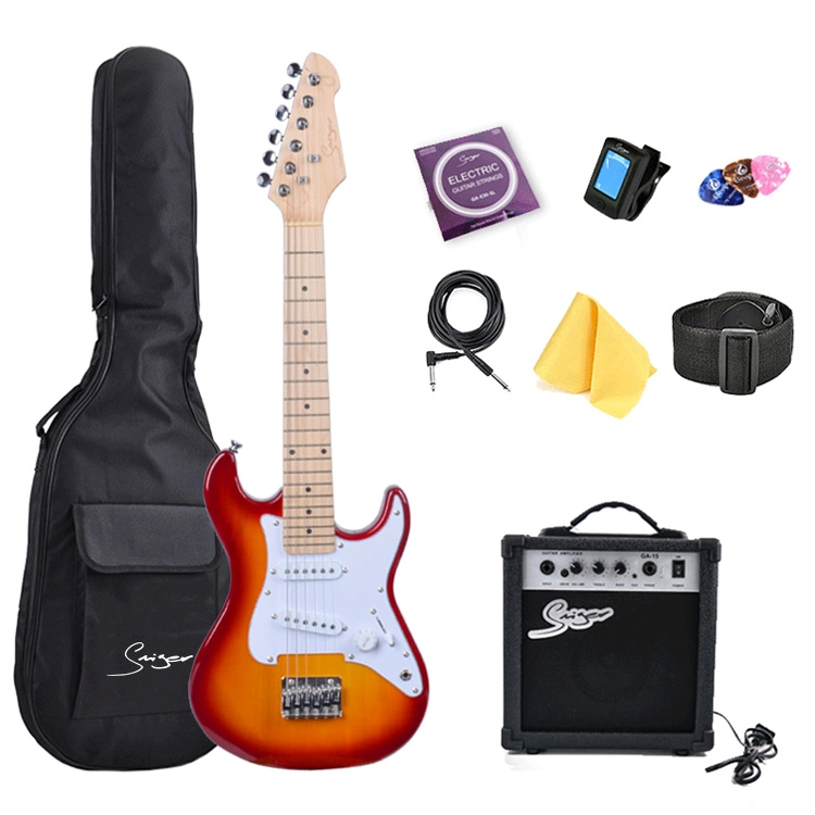 Cheap Price OEM Alder Wood 6 Strings Travel Electric Guitar and AMP for Kids