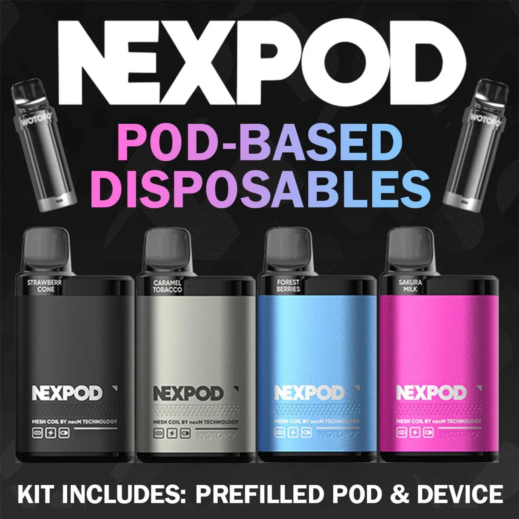 Комплект Wotofo Nexpod Kit 3500 puffs Zetta 5000 6500 8000 Ultra 3000 10000 Skuare 6000 Mega+ 2500 Оптовая продажа I Vape одноразовая POD Ecig вапешоп, прямая продажа