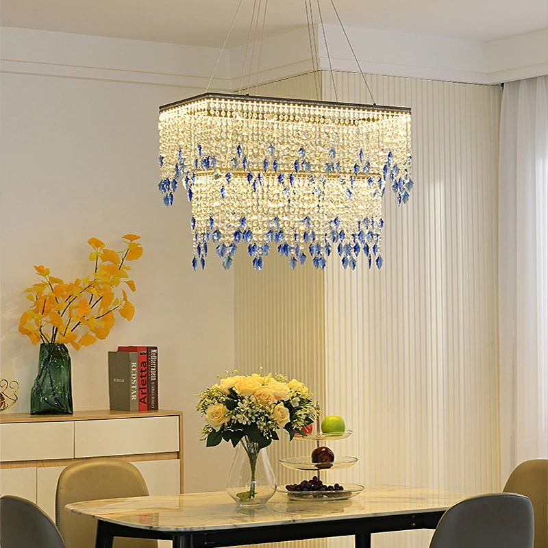 Modern Square Crystal Chandelier Pendant Lamps for Hotel Room Decor