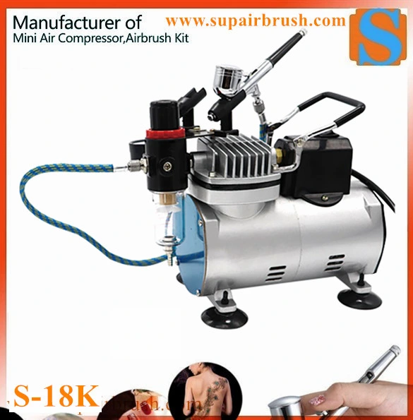 Airbrush Compressor Kit Air Compressor Dual-Action Hobby Spray Gun Air Brush Set Tattoo Nail