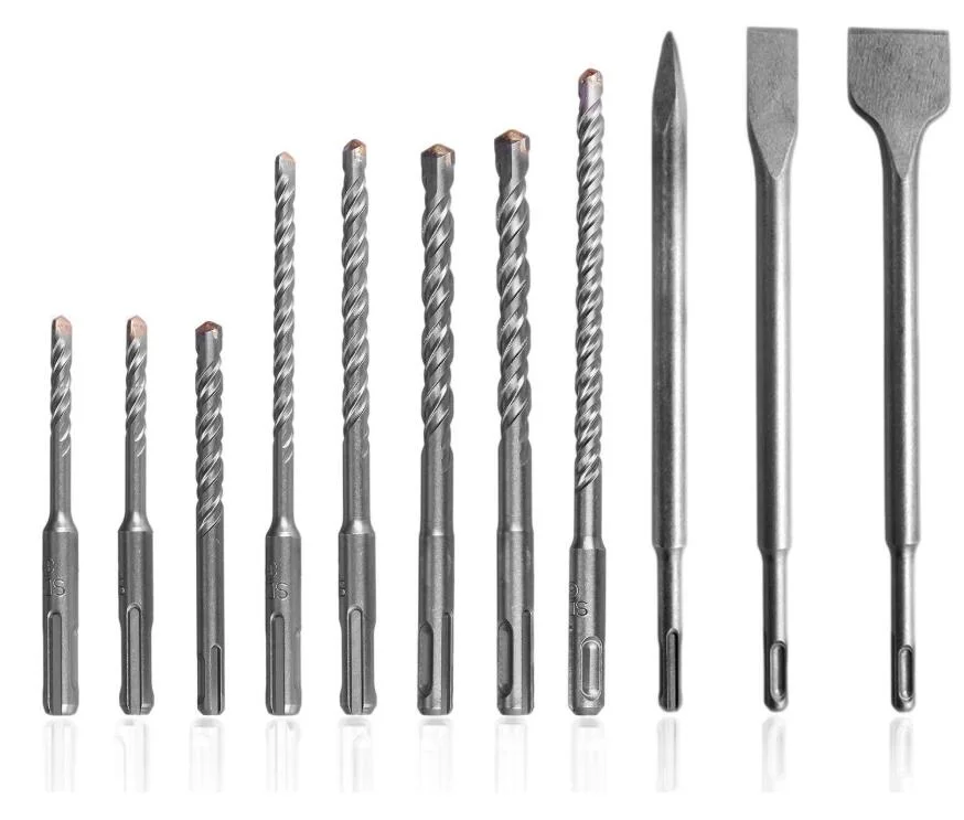 8-PCS Rotary Hammer Drill Bits Set SDS-Plus Twist Drill+ 3 PCS Chrome Vanadium Steel SDS-Plus Chisel & Bull Point Bit Set Bit Tool for Cement Wall, Concr