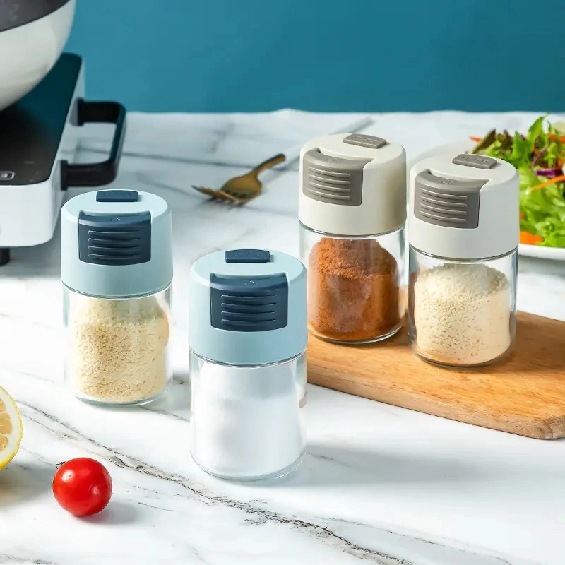 Glass Shaker Bottle Household Kitchen Quantitative Salt Sugar Shaker Seasoning Jar Sealed Moisture-Proof Glass Bottle