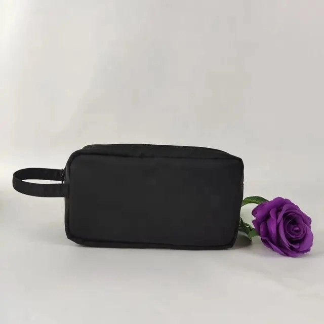 Black Zipper Polyester Pouch Cosmetic Makeup Bag Organize Custom Logo Travel Cylindroid Pouch Storage Bags for Pen Pencil Tool