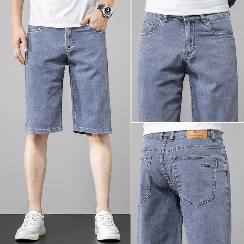 OEM denim shorts Hombre de estrecha franja de cinco puntos de los hombres pantalones cortos