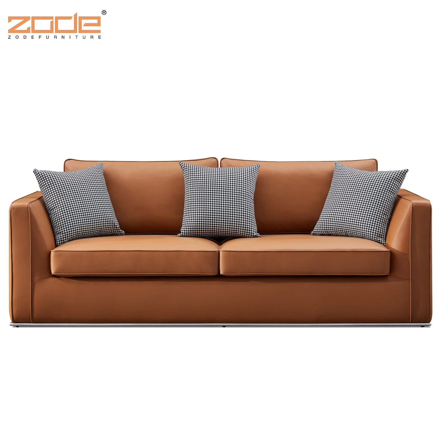 Zode PU Half Leather 3 Seat Upholstery Tan Office Living Room Sofa Salon Sofa