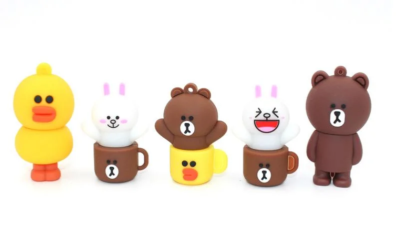 Promotional Gift Brown Bear Customized 2D/3D PVC Cartoon USB Flash Disks/Pen Drive/USB Flash Drive/USB Flash Memory/USB Pen Drive