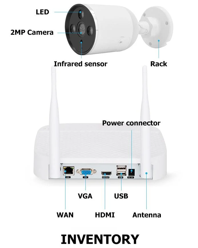 CCTV DVR Cámara de video IP Cámara de cúpula de bala Seguridad Solar Cámara