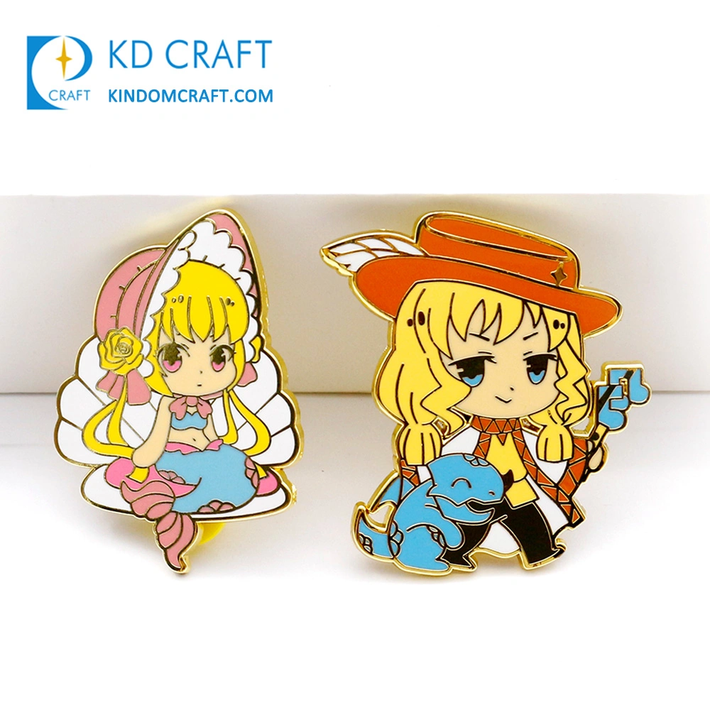 High Quality Custom Design Metal Gold Plating Cute Cartoon Lapel Pin Badge Anime Princess Hard Enamel Pin for Souvenir