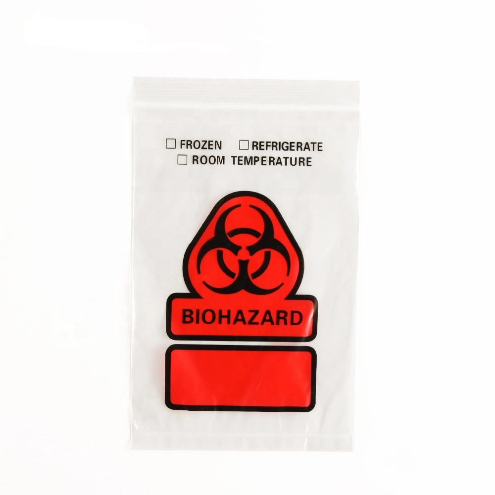 Medical Use 3-Layers Plastic Pathology Ziplock Specimen Biohazard Bag with a Pocket