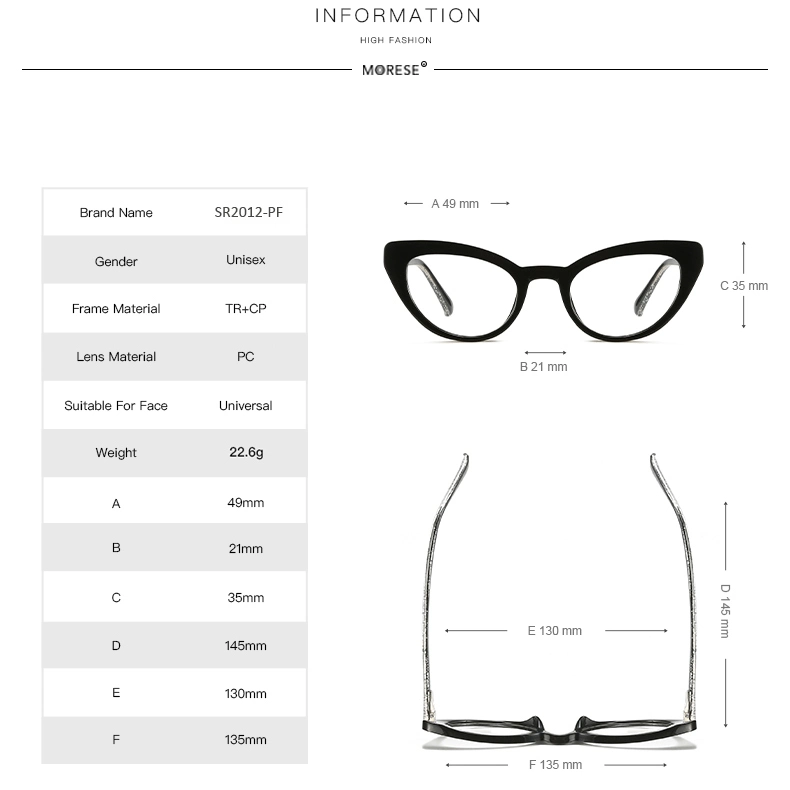 Wholesale/Supplier High quality/High cost performance  Cp Spring Hinge Cat Eye Anti Blue Light Eyeglasses Frames Optical Fashion Computer Women Reading Glasses