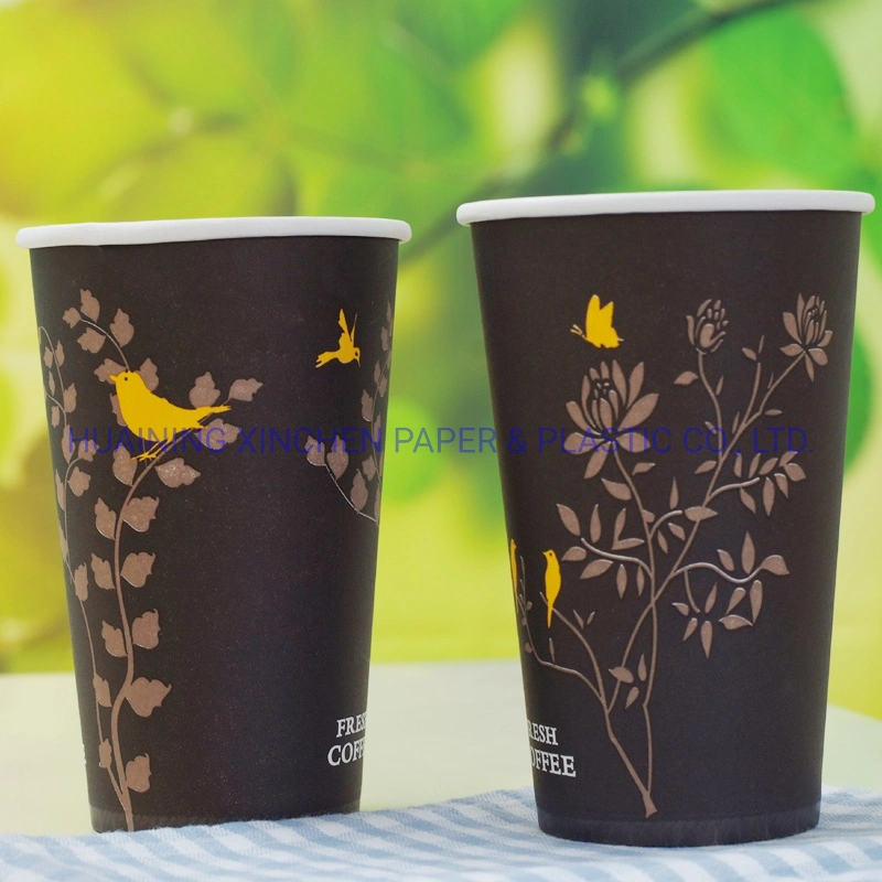 12oz 4oz Disposable Hot Drinks Black Corrugated Milk Tea Insulated Paper Coffee Cups