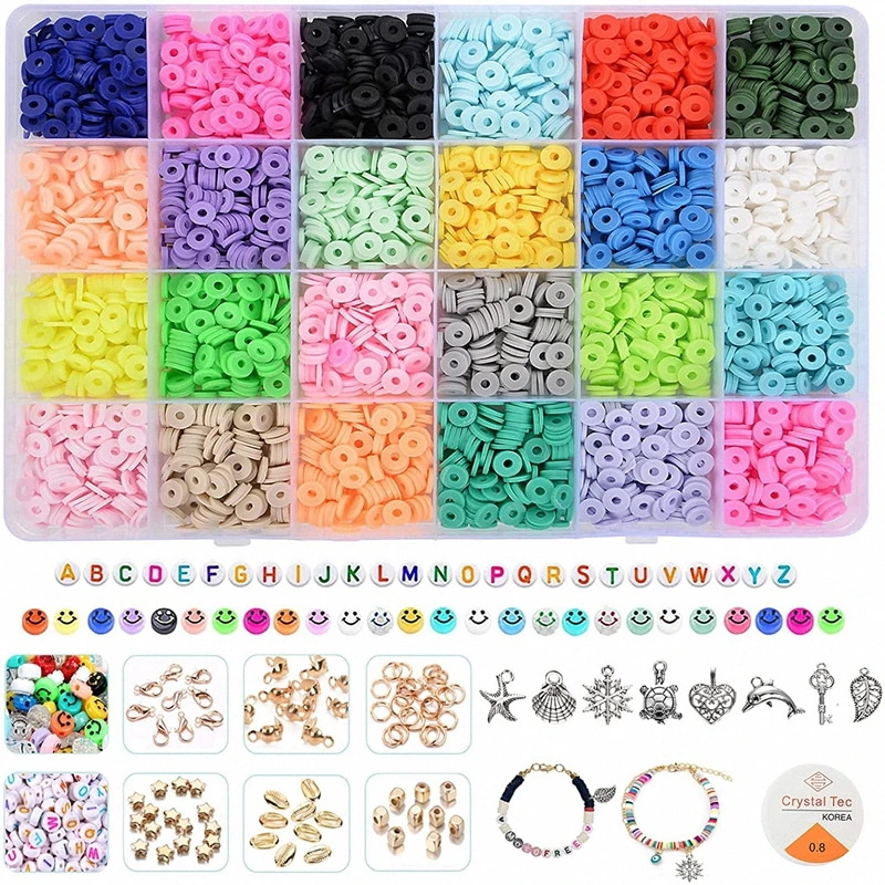 4000PCS 24 Couleurs Perles en Argile Polymère pour Accessoires de Bijoux