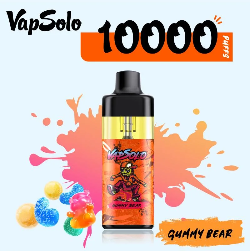 Vapsolo E cigarette jetable Puff Bar Vape Tornado aléatoire 10000puffs Barre de déplacement de l'évaporateur rechargeable lumière RVB