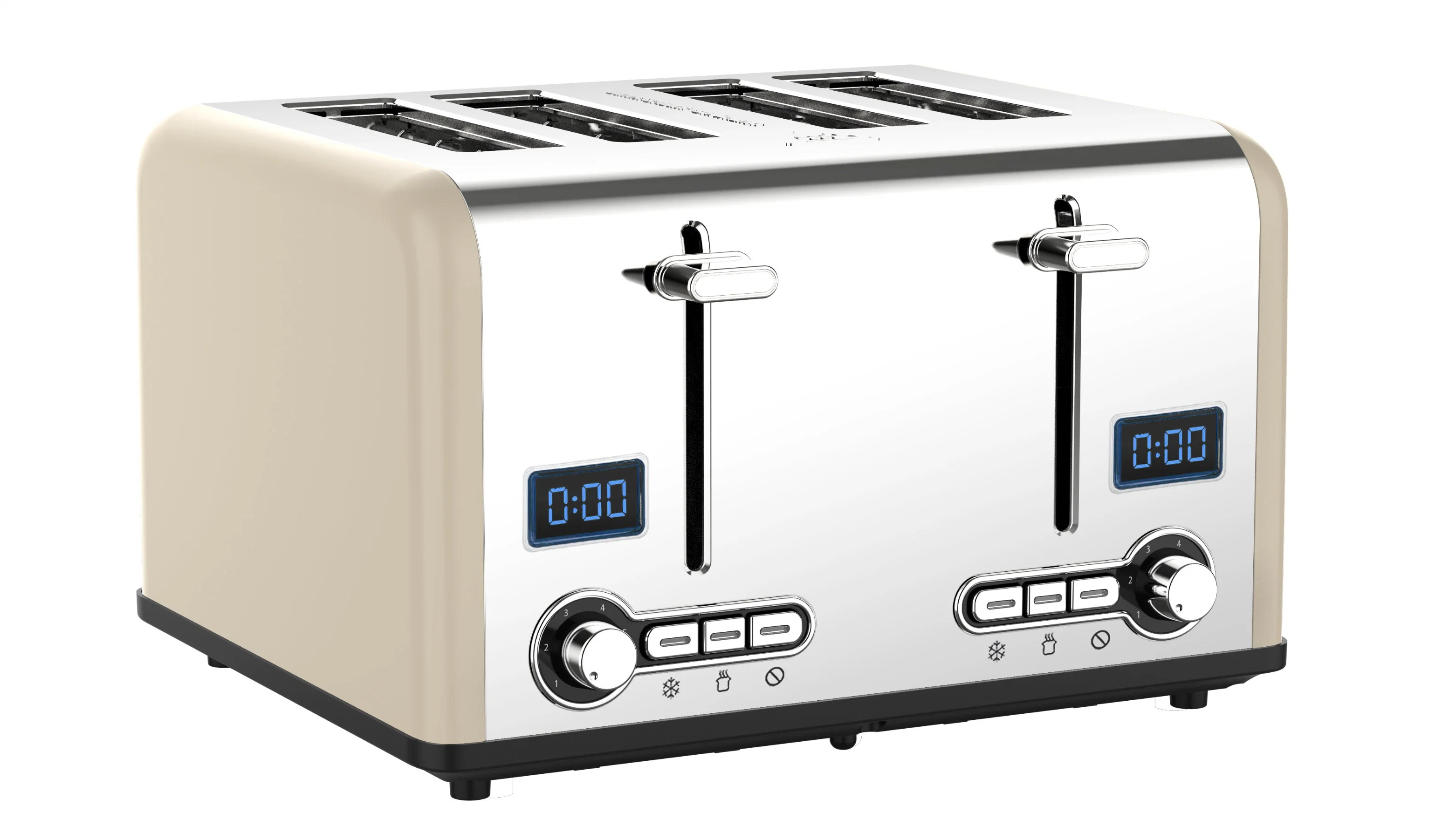 Sandwich Bread Toaster Set with LED Display Electric 4-Slice Stainless Steel Toaster Oven