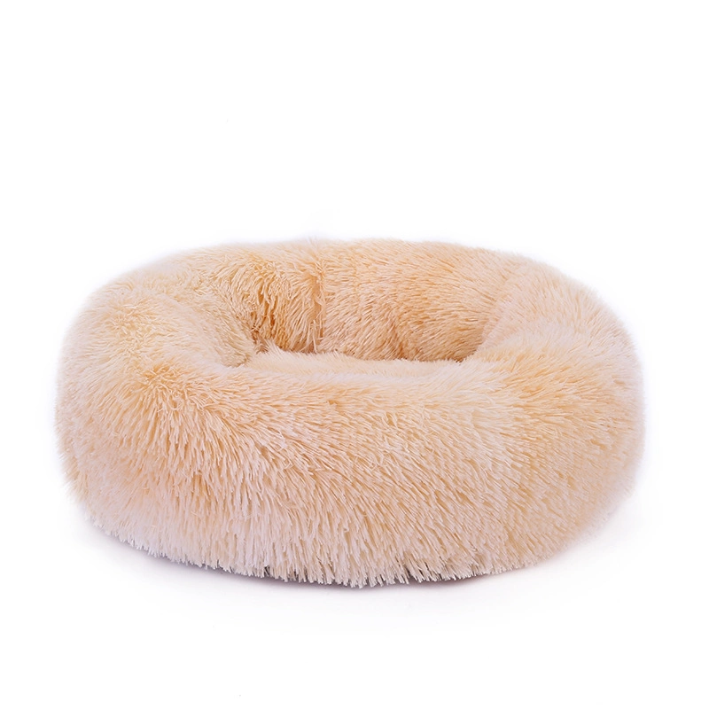 Novo Design Donut Cat Bed Plush Faux Fur Camas cães gatos quente confortável sono profundo Ninho Pet