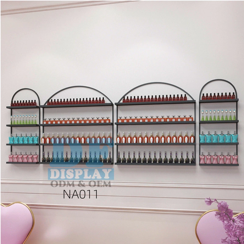 Blanco Negro bandeja para rack de pared de esmalte de uñas esmalte de uñas de hierro colgantes mostrar Mostrar almacenamiento en estanterías de Belleza mostrar