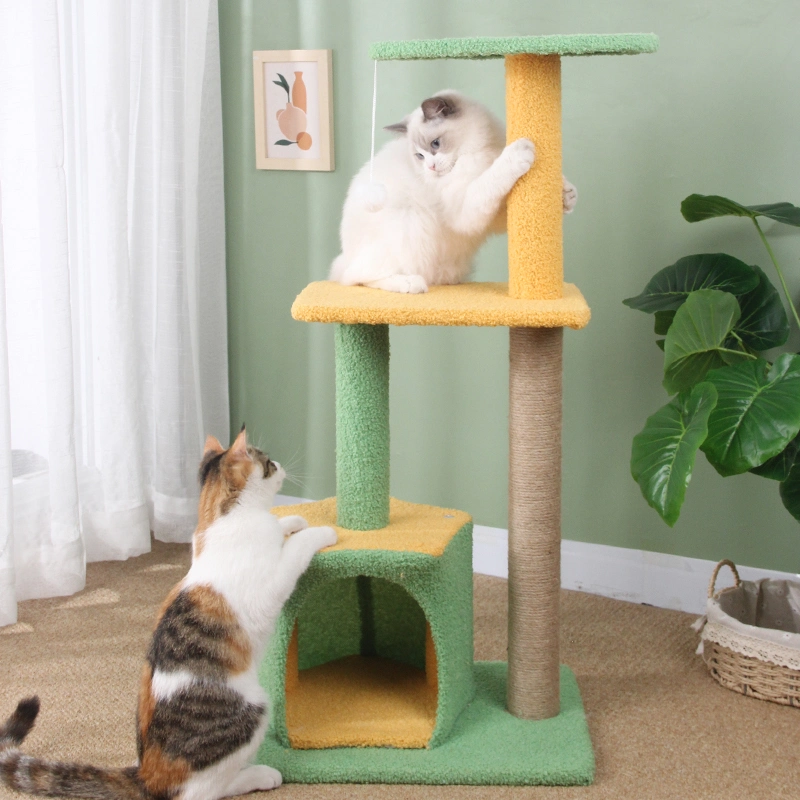 Gatito Casas de madera Entretenimiento gato rascándose poste Plataforma Torre Gato Árbol