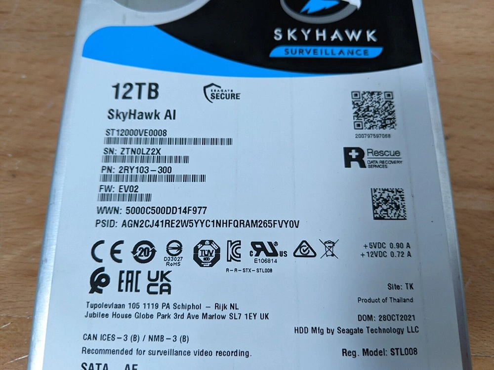 Seagate Skyhawk 10tb Hard Disk 7200rpm 256MB Cache SATA3 6GB/S Hard Drive (ST10000VE0008) SSD/HDD