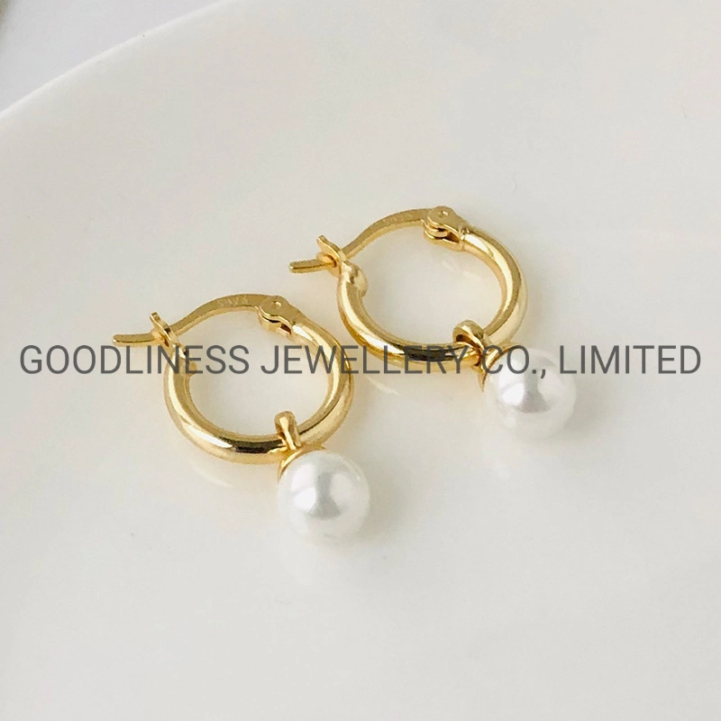 Hypoallergenic Freshwater Pearl 14K Daily Wear Gold Small Hoop Earrings