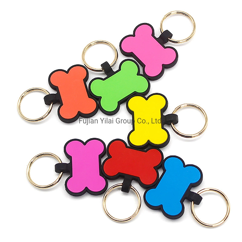 Bon marché personnalisé aluminium Fancy couleur silicone chien ID Tag Custom Étiquettes en plastique pour chiens pour animaux de compagnie