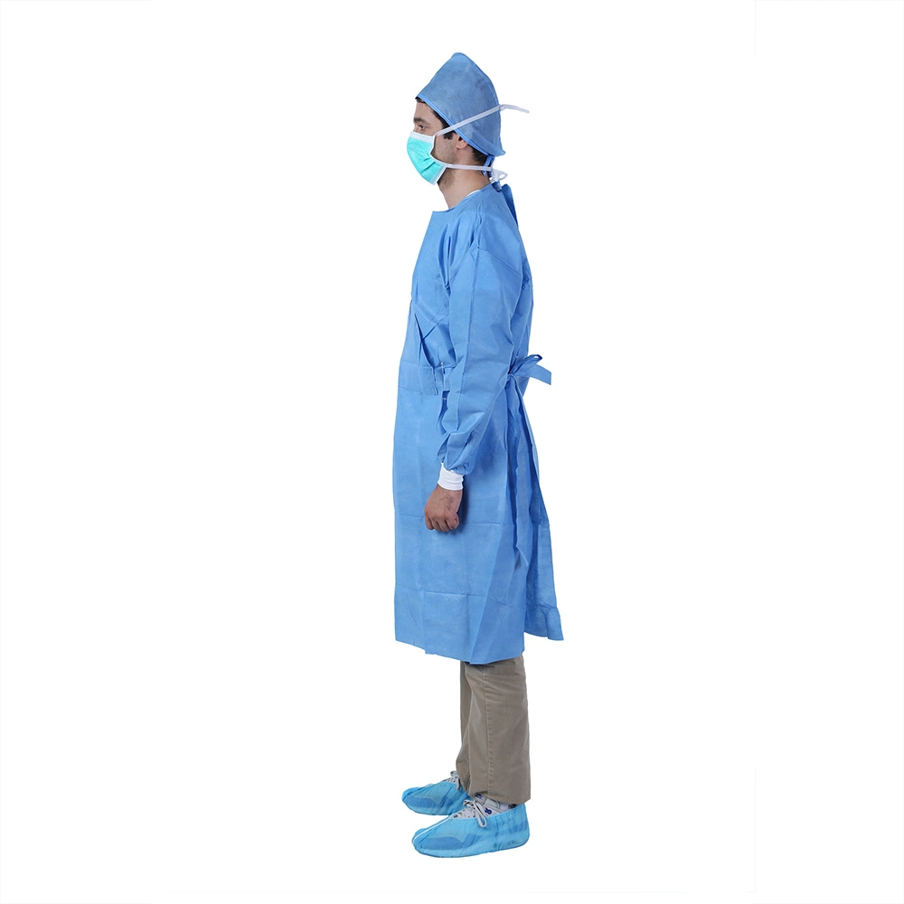 Morntrip Isolation Non Woven Medical Surgical Impermeable Protective Disposable PPE Gown with Knitted Cuffs