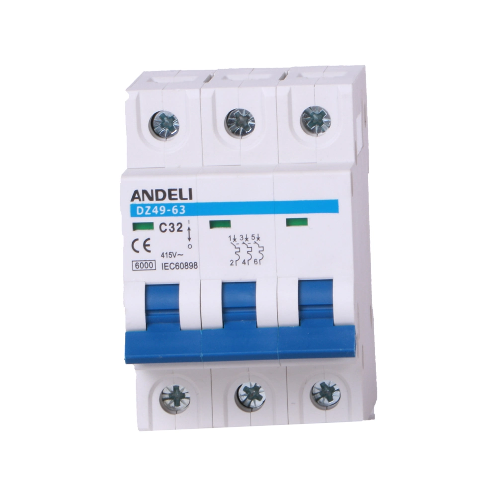 Andeli MCB Dz49-3p interruptores de circuito MCB 63A AC DC miniatura Disyuntor 3p